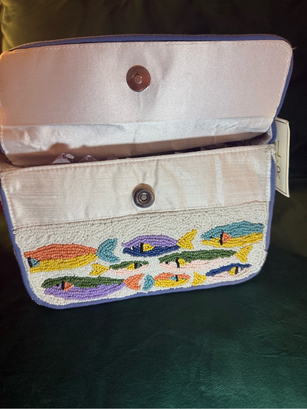 🐠 NWT Sol and Mer Beaded White With Colourful Fish Shoulder Bag - Picture 5 of 7